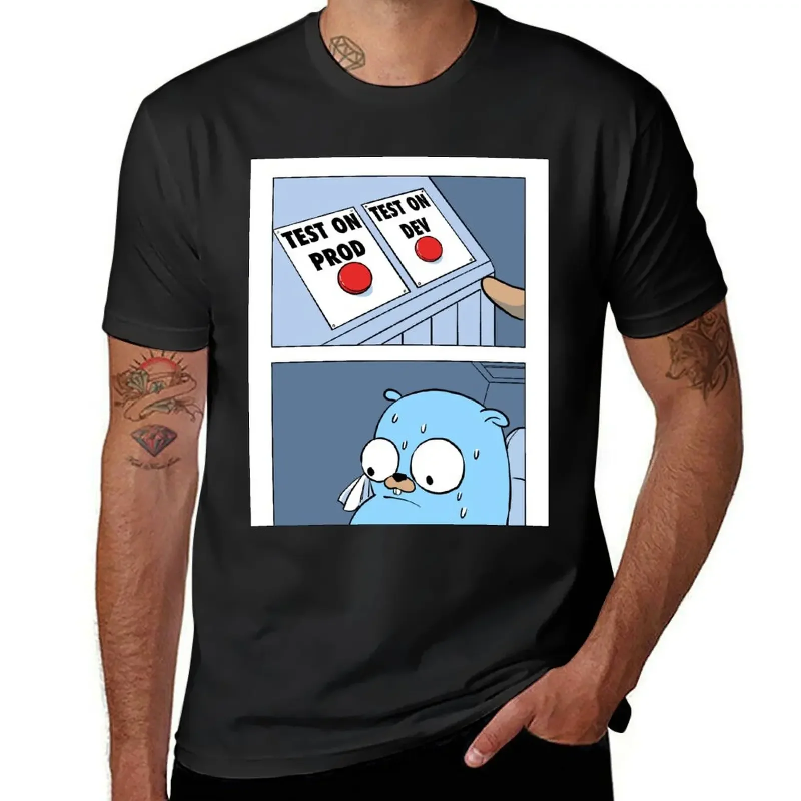 Golang Gopher Two Buttons T-Shirt man t shirt oversized graphic tee sublime plain plain black t shirts men