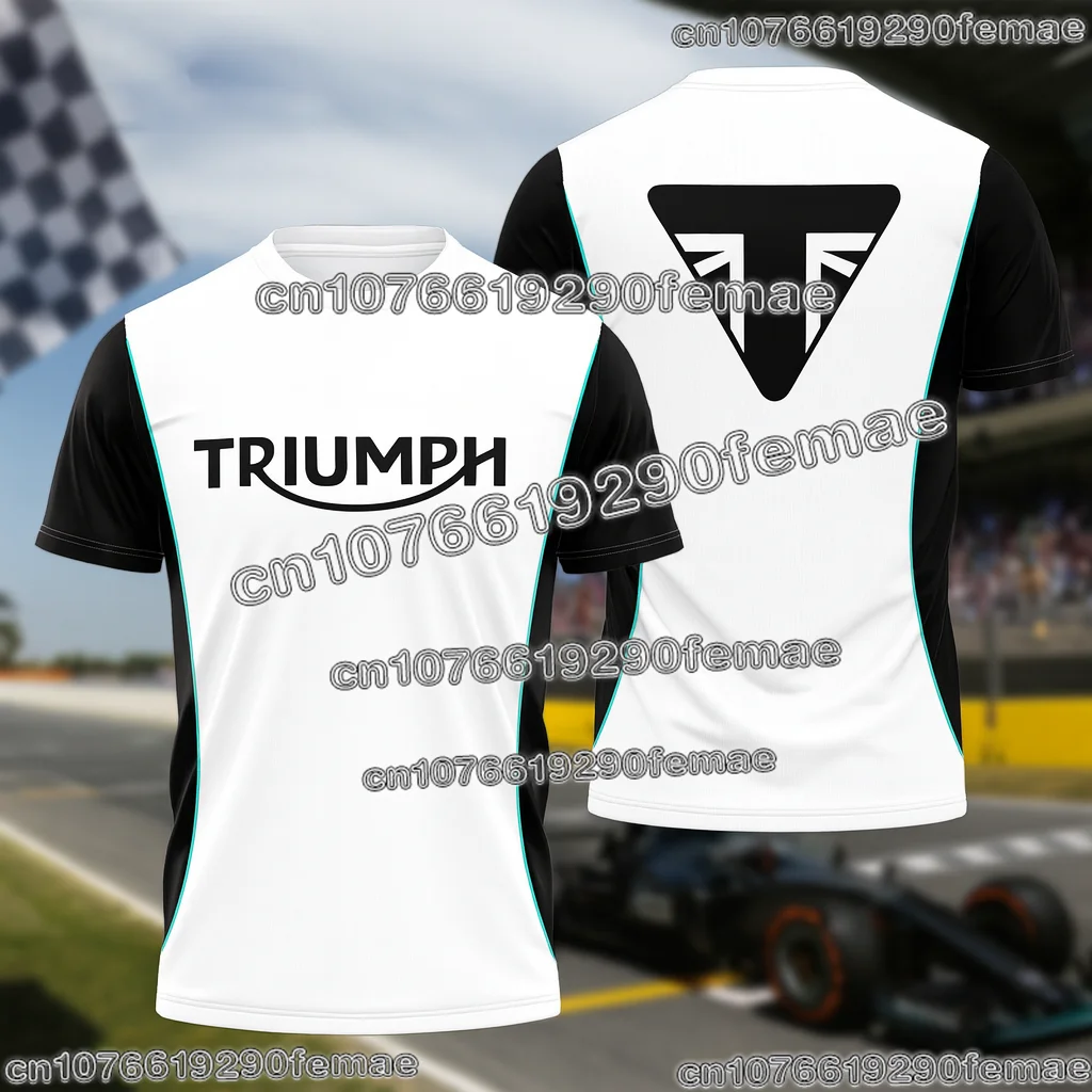 تي شيرت كلاسيكي Triumph Motorcycle Graphic تي شيرت عالي الجودة بأكمام قصيرة كاجوال لراكبي الدراجات النارية للرجال والنساء ملابس عصرية صيفية