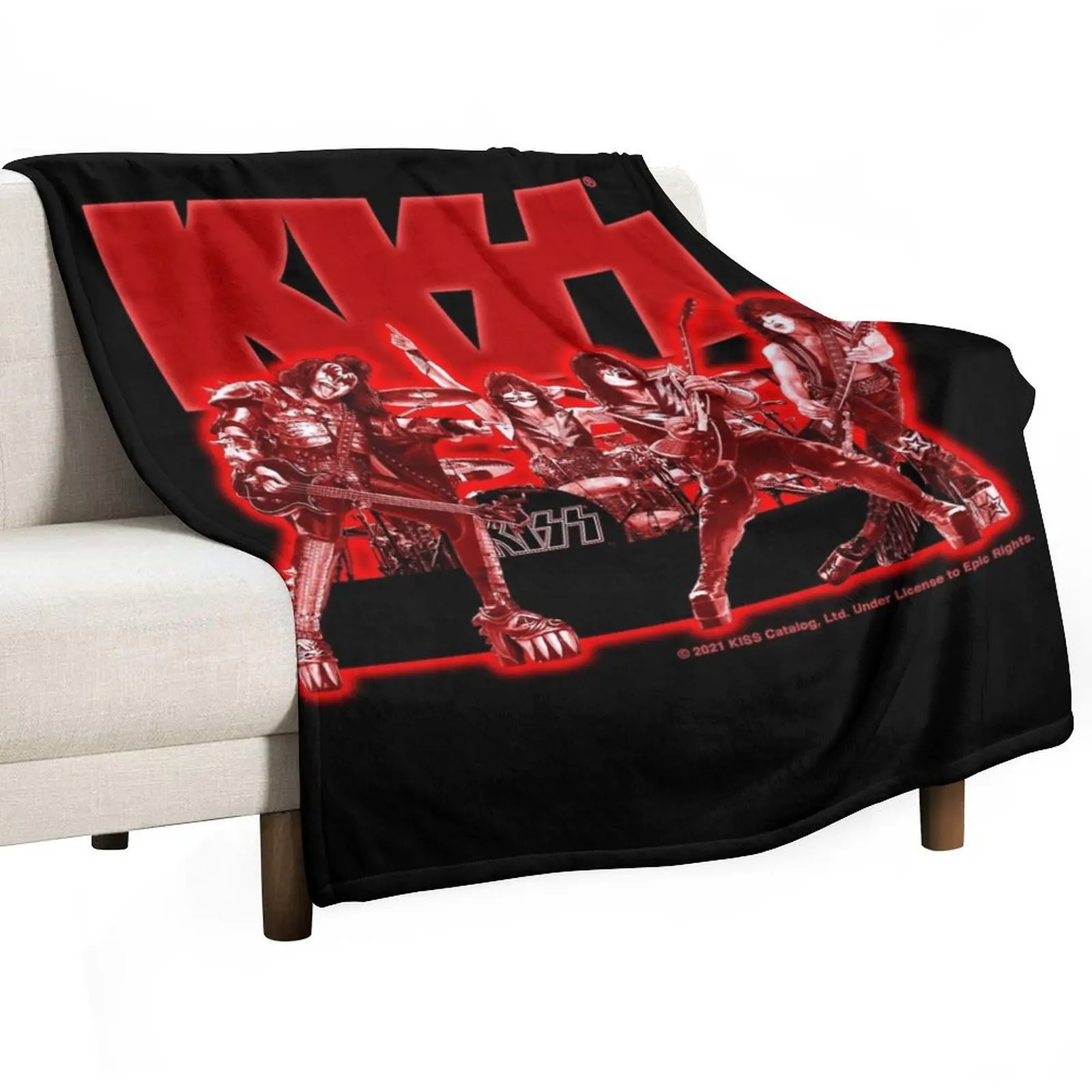 

Kiss the band in a red glow, burning up the live stage Throw Blanket Moving for babies Blankets