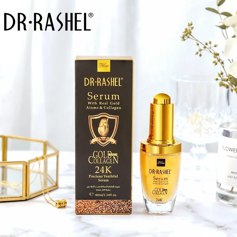 DR.RASHEL 24K Real Gold Atoms Collagen Serum Moisturizing Nourishing Whitening Fading Dark Spots Makeup Primer Facial Serum