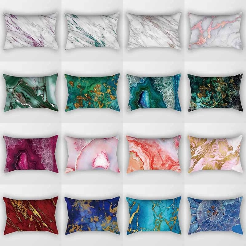 Colored stone single sided printed rectangular pillowcase for home decoration car sofa cushion  accessories