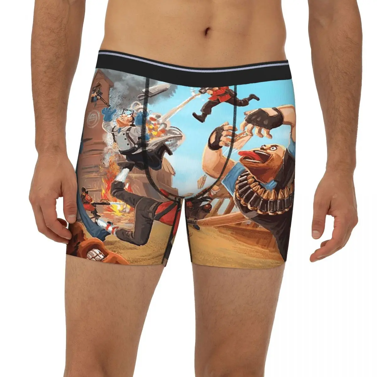 

Длинные трусы-боксеры Team Fortress Red Vs Blue, короткие мужские трусы, дышащее нижнее белье для мужчин, подарок бойфренду