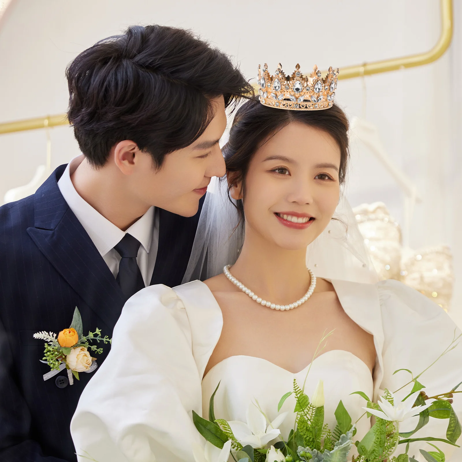 حجر الراين عقال للرأس على شكل تاج الباروك نمط تاج الزفاف لحفلات الزفاف حفلة موسيقية عيد ميلاد المرأة تاج إكسسوارات الشعر #2