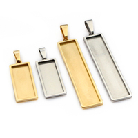 5pcs Stainless Steel 10x25mm 10x50mm Inner Size Rectangle Pendant Cabochon Base Cameo Blank Setting Tray for DIY Jewelry Making