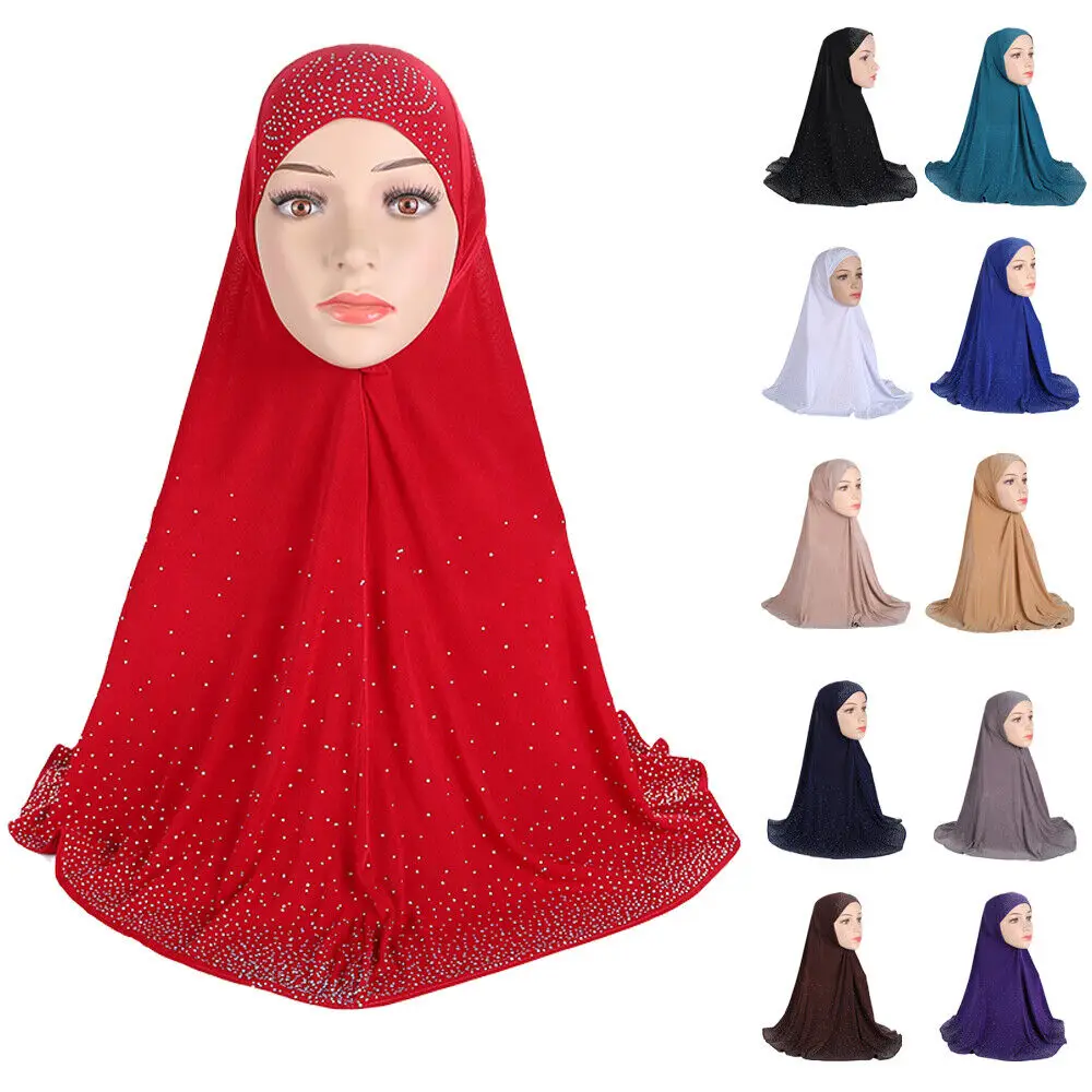 

One Piece Amira Women Muslim Instant Scarf Hijab Diamonds Niqab Khimar Islamic Prayer Hijabs Pull On Ready Made To Wear Cap Hat