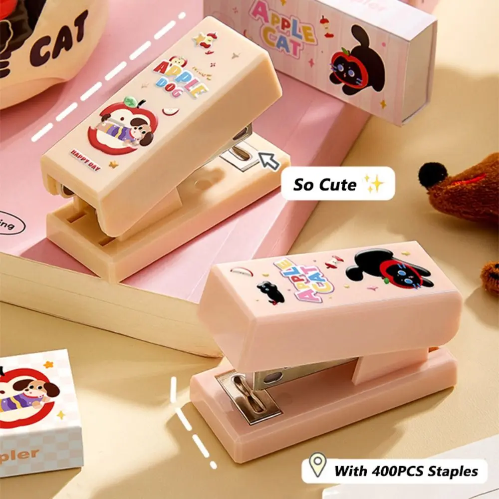 ダックスフント/黒猫ホッチキスミニポータブル使用 24/6 ステープル手動ホッチキスポータブル省力手動バインディングツール