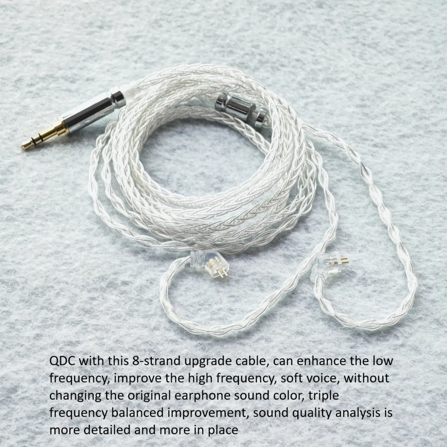 Cable de actualización Chapado en plata OCC para auriculares, 8 núcleos, QDC, alta pureza, 2,5, 4,4, 3,5mm, con micrófono