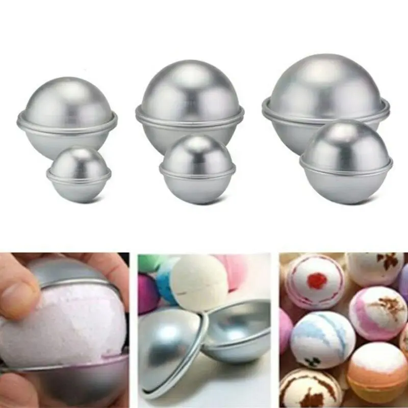 6pcs /set 3 Size DIY Semicircle Sphere Bath Salts Bomb Molds Aluminum Alloy Ball Sphere Bath Bomb Mold Cake Baking Pastry Mould