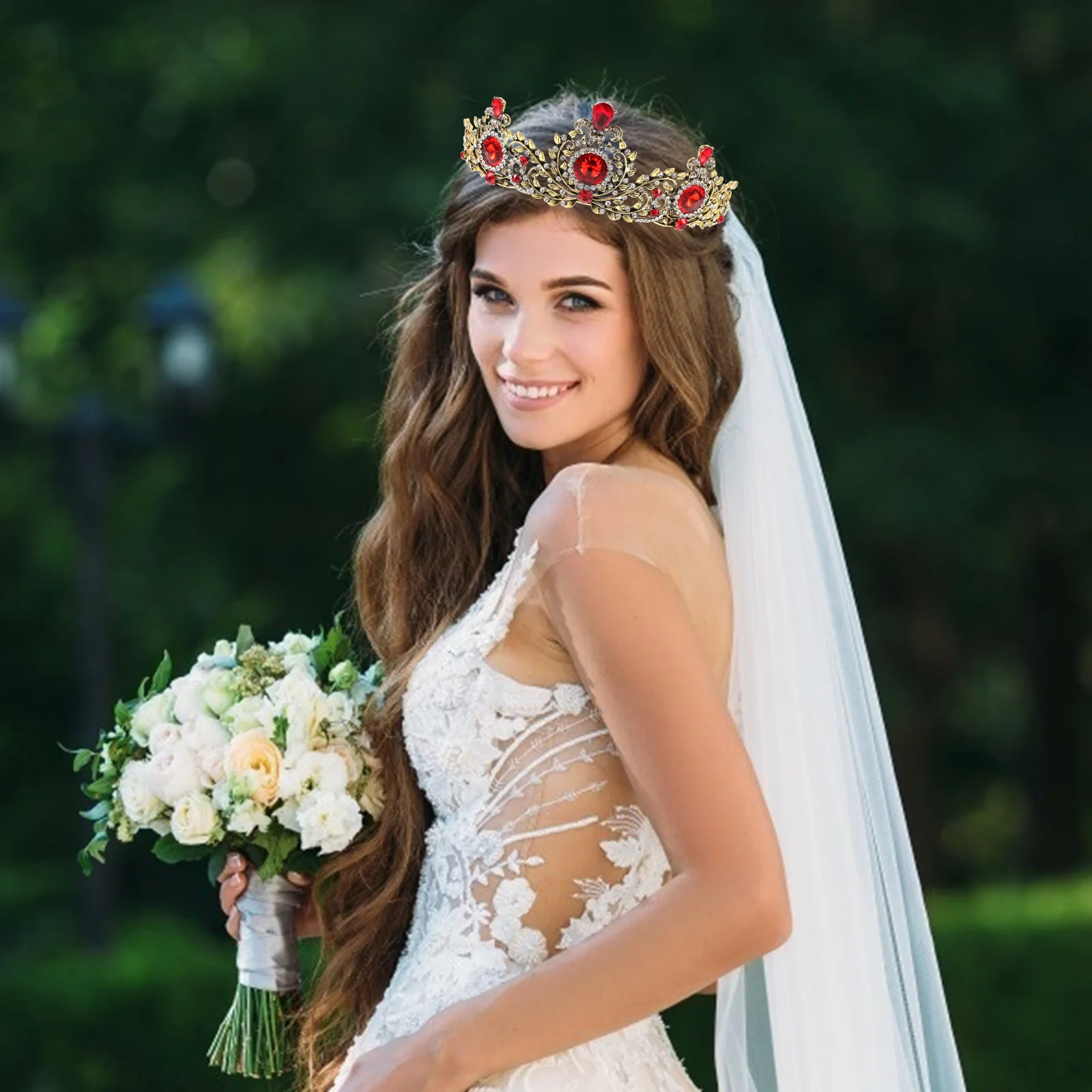 

Rhinestone Crown for Bride Wedding Bridal Headpiece Alloy Crystal Tiara Birthday Party Prom Cosplay Accessory Women Pageant