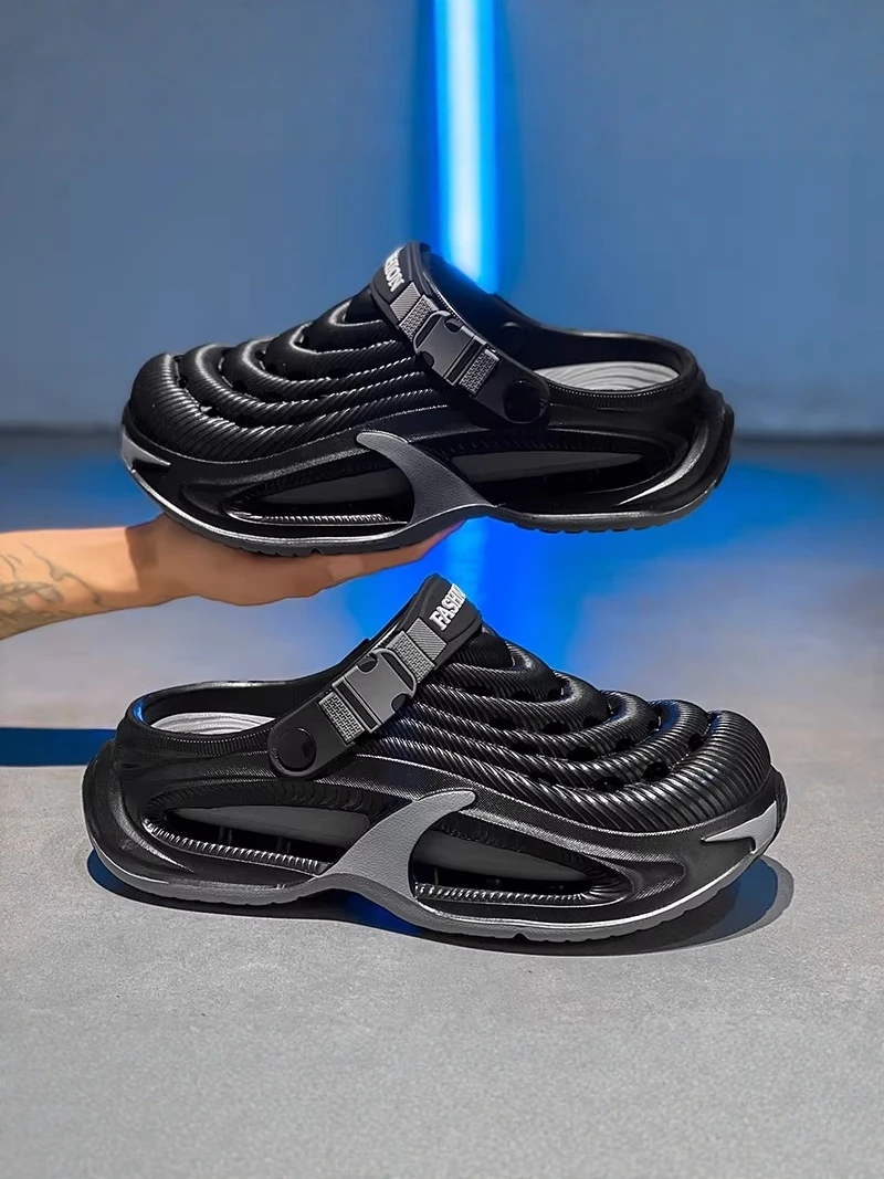 

Men's Summer Outdoor Sandals Thick Bottom Breathable Slip-On Driving Beach Shoes Anti-Slip Two-Purpose Clog Footwear
