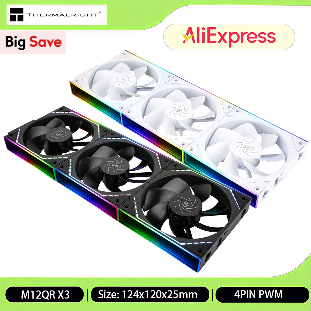 

Thermalright TL-M12QR X3 Computer Case Cooling Fan 4PIN PWM ARGB 120mm PC Case Fan Wireless Splicing/Infinity Frame/3 In 1