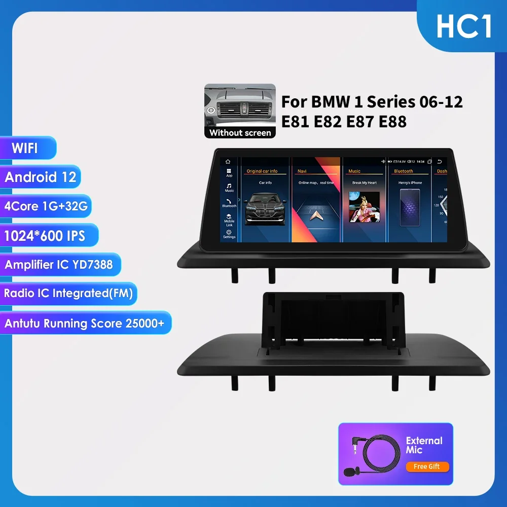 Hizpo 10.25 "Android 14 Carplay Auto Radio Voor Bmw 1 Serie E81 E82 E87 E88 09-16 Autoradio multimedia 2DIN Auto Intelligente