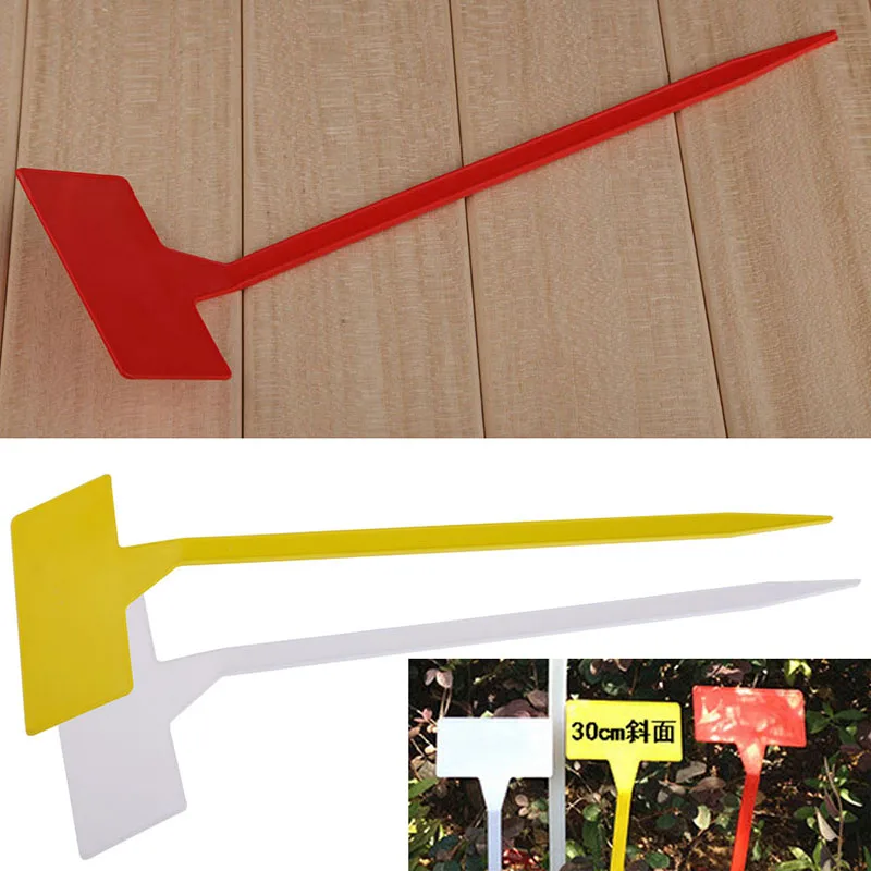 

50 Pcs Plastic Plant T-type Upturned Tags Markers Nursery Garden Labels