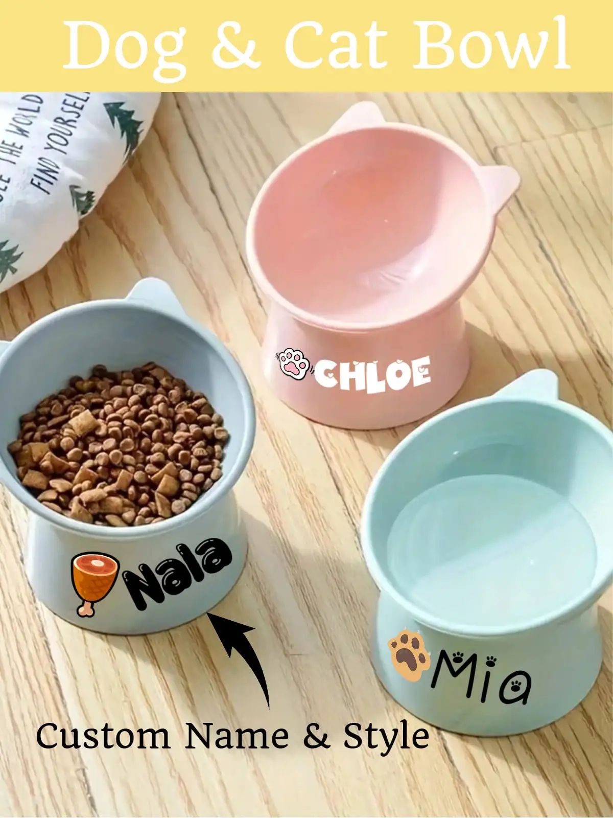 

1/2pcs Custom New Pet Cat High Foot Bowls With Name, Easy Clean, Plastic Pet Container For Dog And Cat Food And Water, Pet Feeder Bowls For Puppy Medium Dogs And Cats Puppy, Personalized Dog Gifts, Puppy Gifts, Pet Gifts, Gifts For Dog Owners Ornamental S
