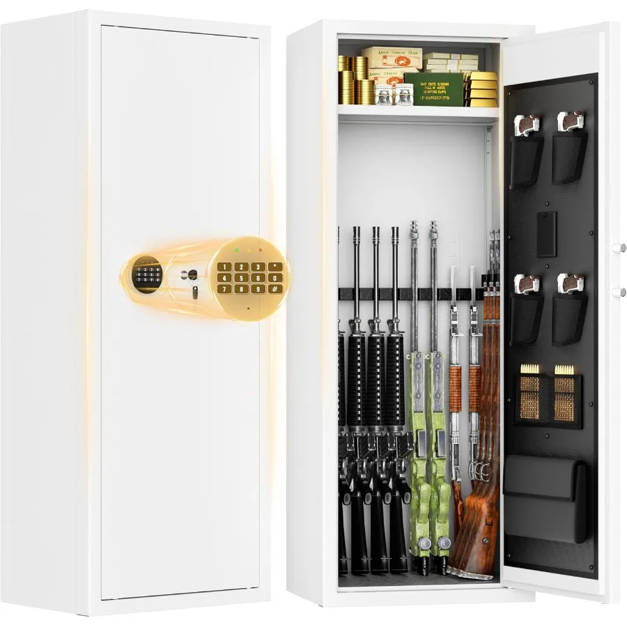 

White Gun safes Rifle Safe Gun Safes for Home Rifle and Pistols Long Gun Safe for Rifle Shotgun for Home Quick Access Rifle Saf