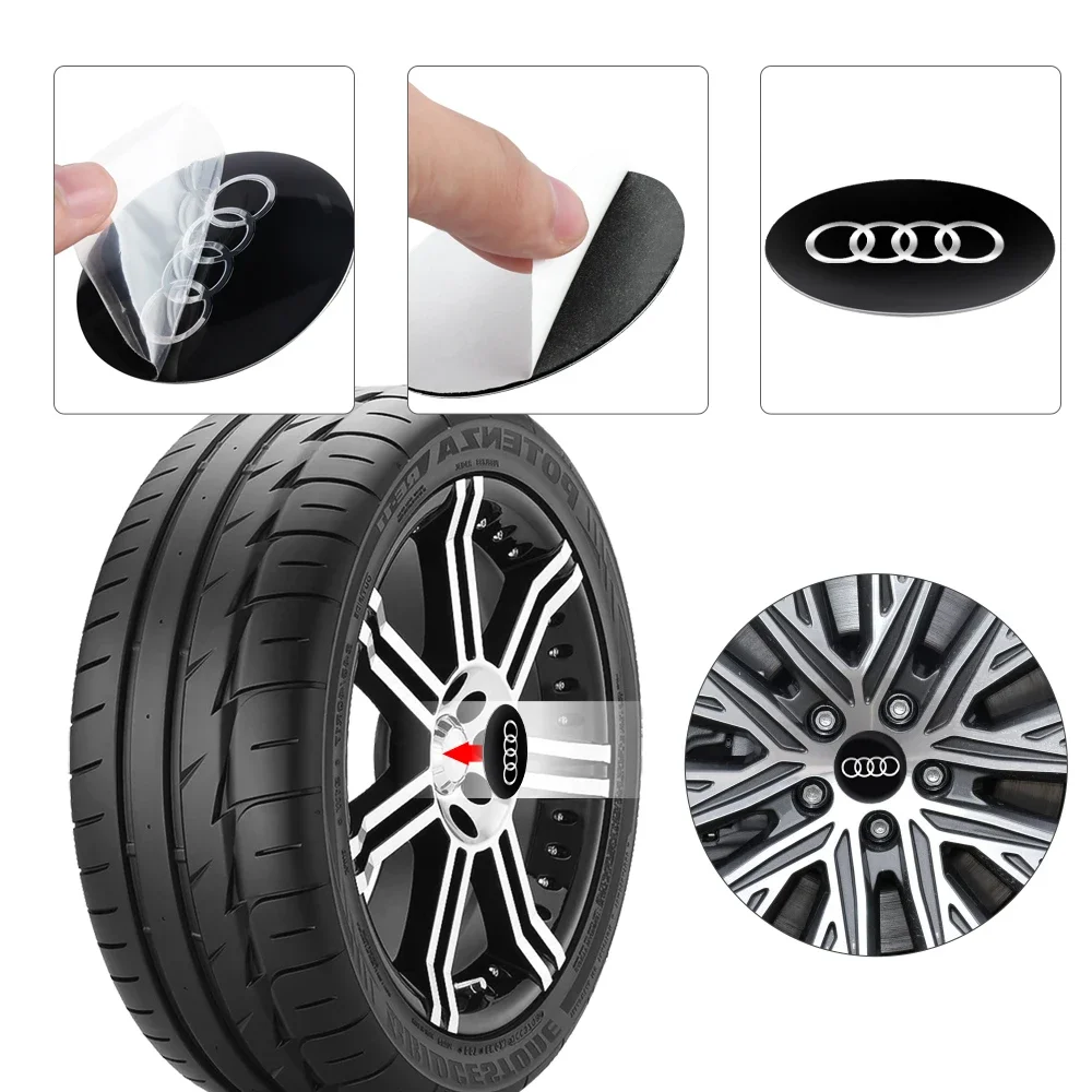 4pcs/lot 56/65mm Wheel Hub Cap Emblem Sticker Car Decoration for AUDI A3 A4 B7 B8 B9 A5 A6 A7 A8 Q1 Q2 Q3 Q5 Q7 Q8 TT RS R8