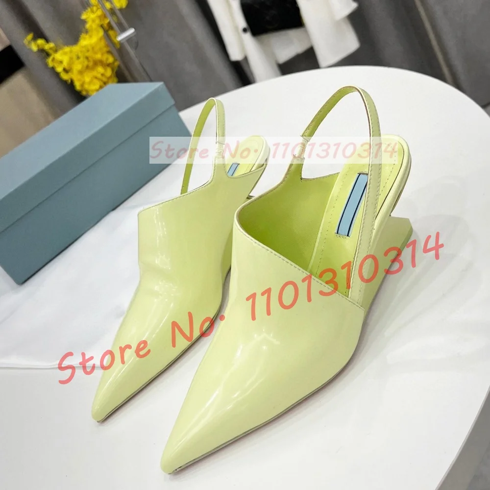 Pointy Strange Heels Slingback Sandals Women Sheepskin Fretwork Heels Shallow Chic Catwalk Sandals Fashion Party Female Shoes