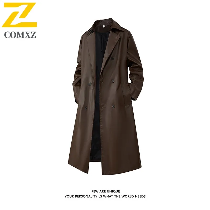 

COMXZ Men's New Autumn Turn-Down Collar Casual Trendy Mid-Length Windbreaker Waterproof Windproof breathable lightweight Jacket