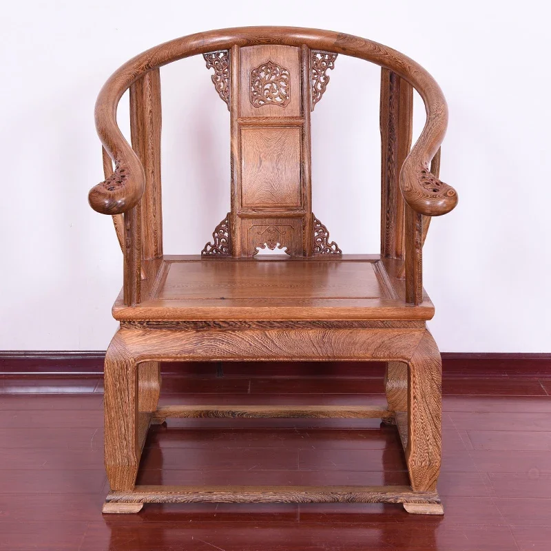 

Extra-large mahogany furniture chicken wing wood bold palace chair solid wood plush chair new Chinese round-backed armchair