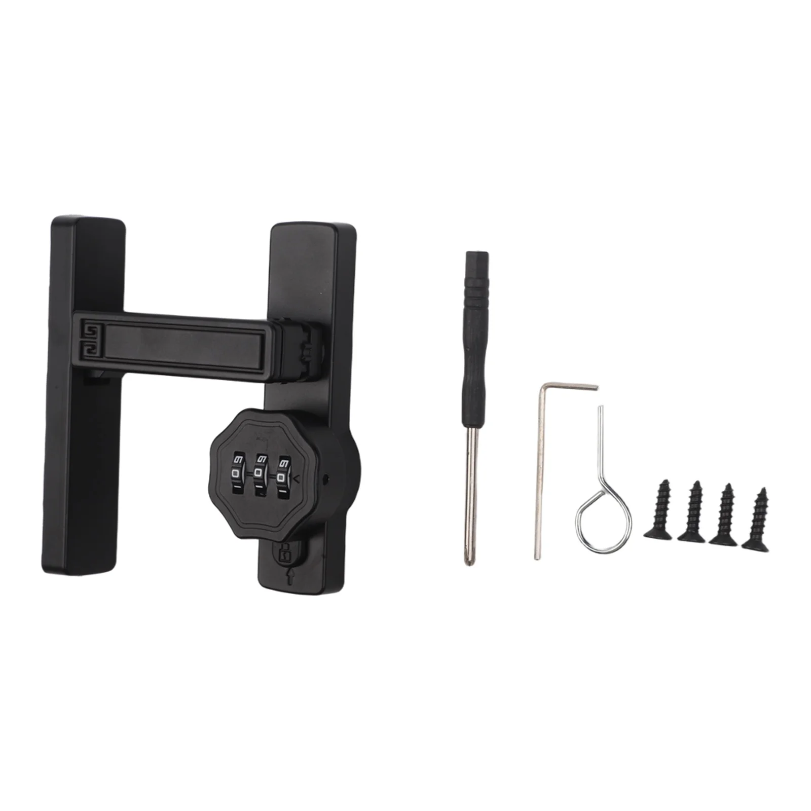 Barn Door Flip Latch Security Lock 3 Digit Combination Zinc Alloy Black 90/180 Degree for Sliding Doors and Garages