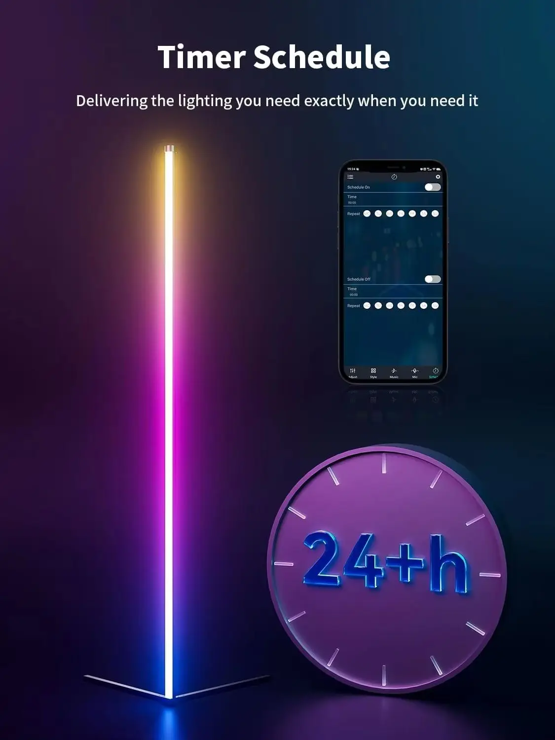 2PC/1PC LED-vloerlamp, 160CM/63IN RGB-hoeklamp Werkt met APP/afstandsbediening, slim hoeklicht met 16 miljoen doe-het-zelf-kleuren, - afbeelding 2