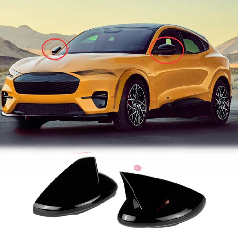 Glossy Black OX Angle Rear View Mirror Case for Ford Mustang Mach-E 21-24-