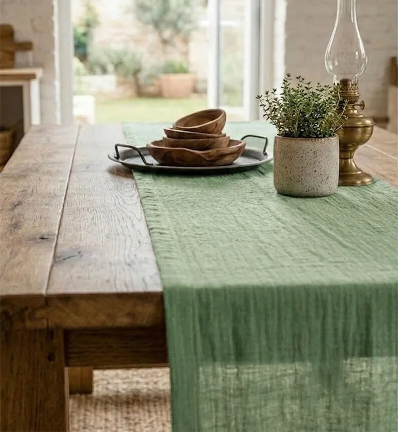 Double Gauze Muslin Table Runner,Cloth Napkins,Soft,Washable,Rustic Farmhouse Table Decor, for Party Boho Restaurant Wedding