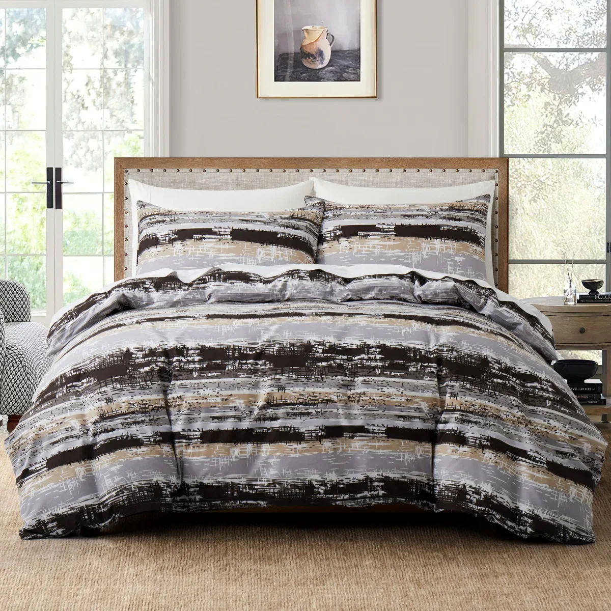 

Gradient Stripe Duvet Cover Twin Queen Modern Oil Painting Graffiti Bedding Set Watercolor Abstract Art Vintage Comforter Cover