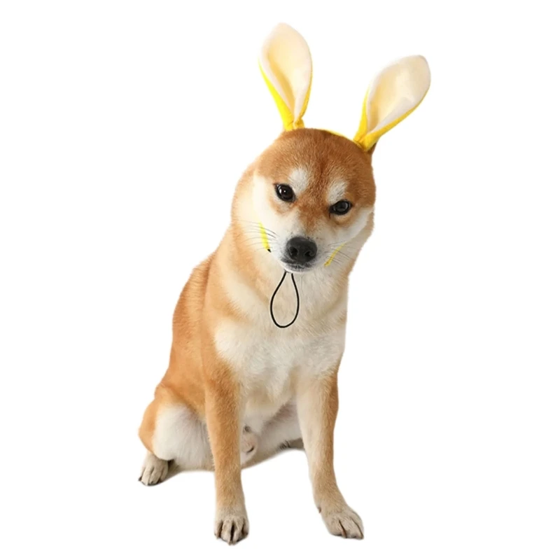 Roleplaying Costume Pet Rabbit Headwears for  Dogs Small Dog Party Plush Ear Headbands for Halloween Pet Costume Hat