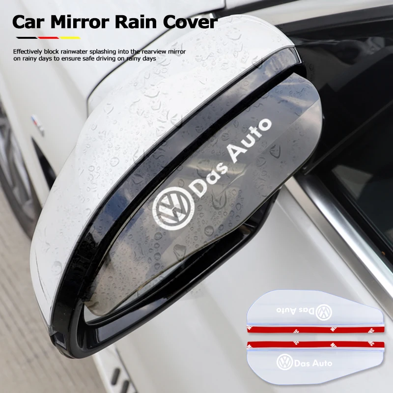 2Pcs Car Rearview Mirror Rain Eyebrow Visor Covers For VW GTI Polo Golf Passat Tiguan Arteon Jetta Scirocco T-ROC Beetle Sharan