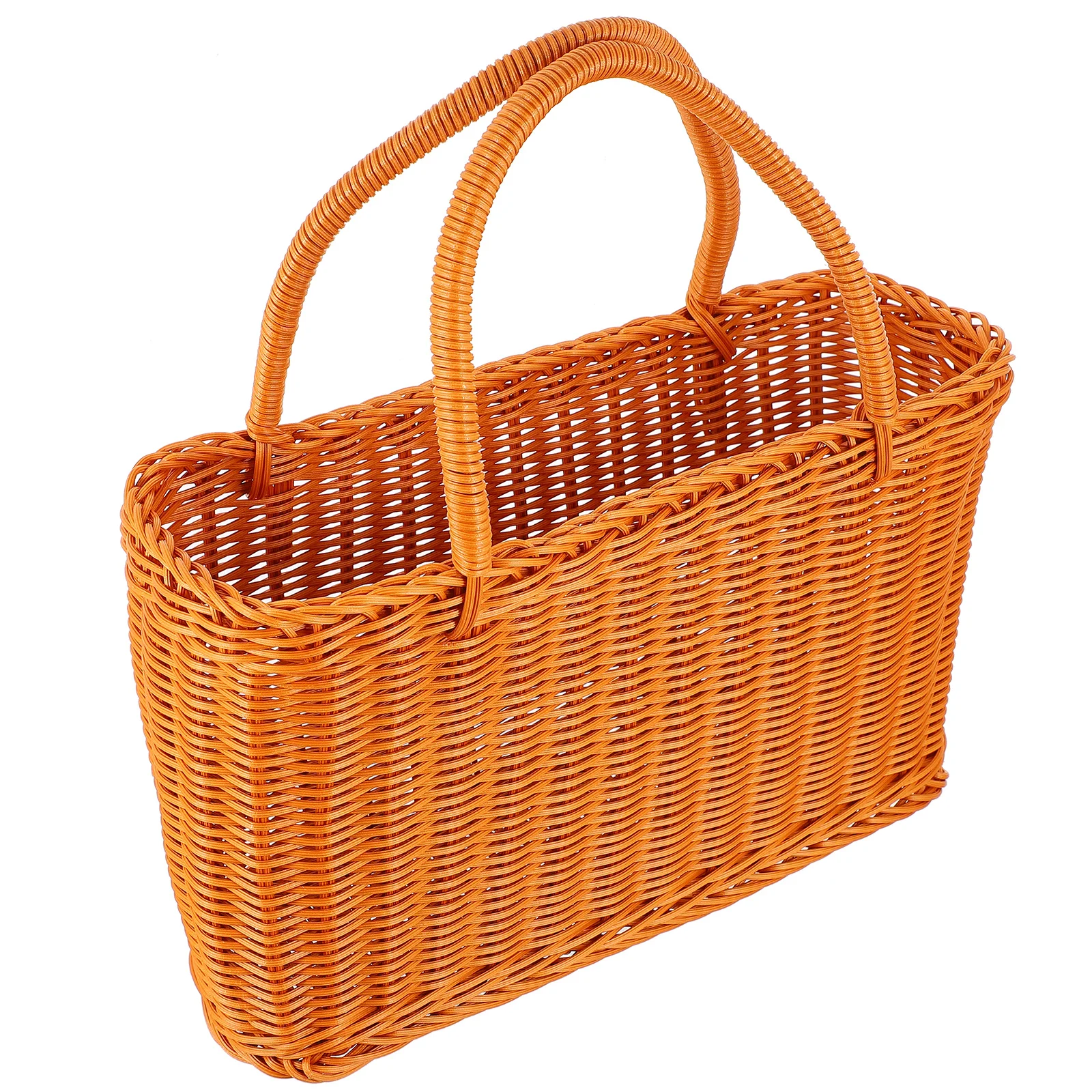 Woven Storage Basket Premium Plastic Natural Durable Fruit Flower Container For Home Garden Kitchen Picnic Gift Rattan Vegetable