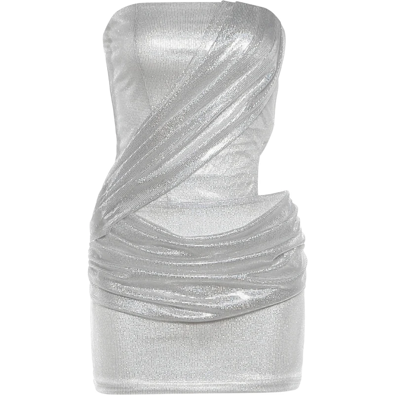 Weird Puss Rückenfreies Minikleid für Damen, Herbst-Trend, Ausgehöhltes Ärmelloses Pailletten-Patchwork-Midnight-Party-Pfirsichfarbenes Hüftbetontes Stretch-Bodycon-Kleid – Detail 3