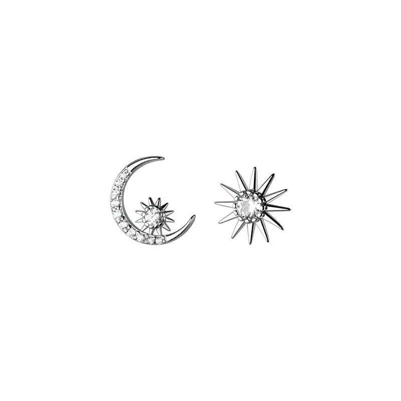 Modian 2021 Authentic 925 Sterling Silver Rose Gold Color Moon And Sun Stud Earrings for Women Jewelry Ear Pins Gifts Bijoux