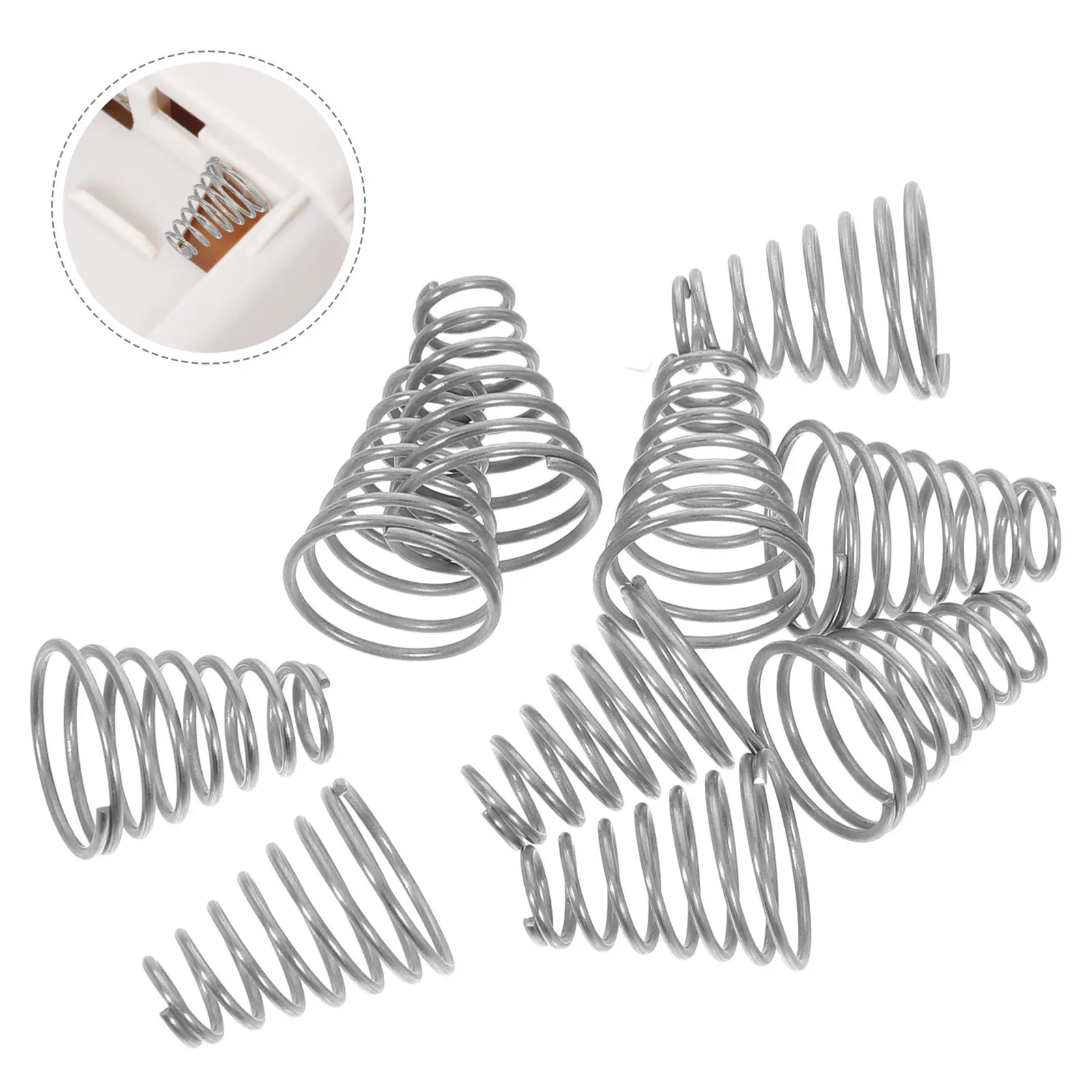 10Pcs Battery Spring Stainless Steel Compression Tower Spring for LED Flashlight Tail Cap Replacement Battery Contact Connector
