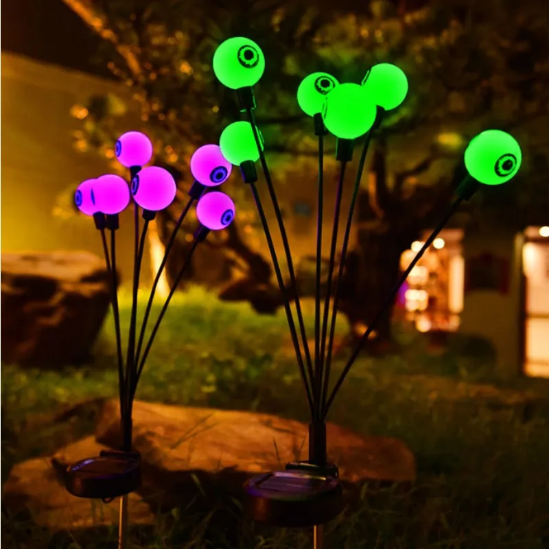 Halloween LED Eyeball Lights 6/8 LED Solar Garden Lawn Lamp Path Outdoor Scary Decoration Lights for Halloween Festival Party