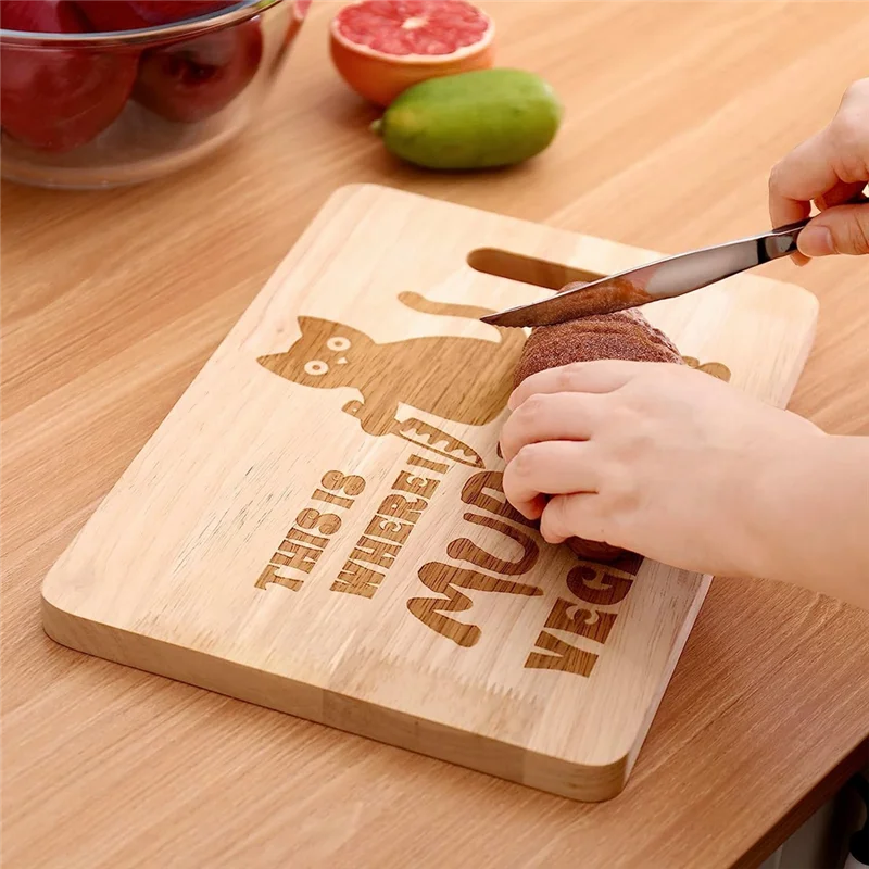 Funny Black Cat Cutting Board This is Where I Murder Vegetable Wooden Food Serving Tray Dethawing Engraved Vegan