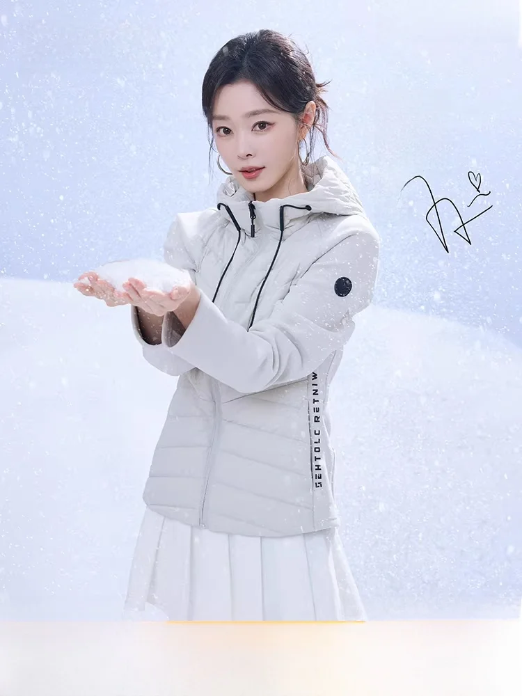 

Легкая женская куртка из гусиного пуха с капюшоном для фитнеса и спорта, осенне-зимняя верхняя одежда Yaloo Faion, приталенный крой для повседневной носки