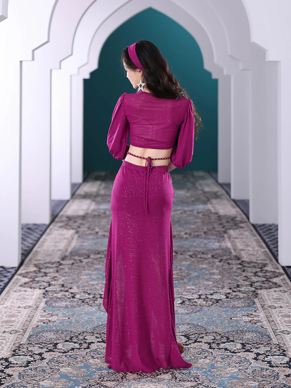 Buikdans Prestaties Kleding 2-delige Set Top en Rok Voor Volwassen Vrouwen Oefenkleding Outfit Stage Performance Kostuum