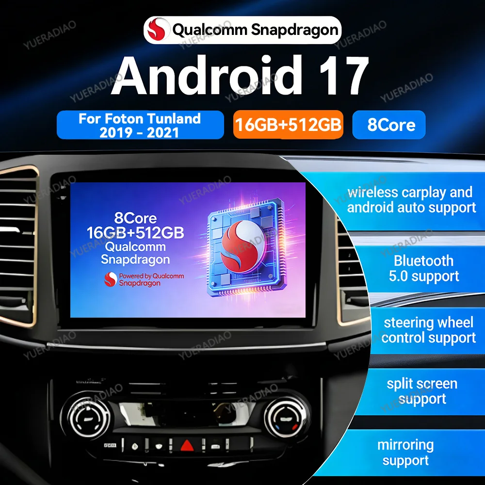 Android 17 Car Radio For Foton Tunland E7 / Savanna 2019 GPS NAVI Touch Screen Bluetooth Car Radios Autoradio Double Din SWC DVD