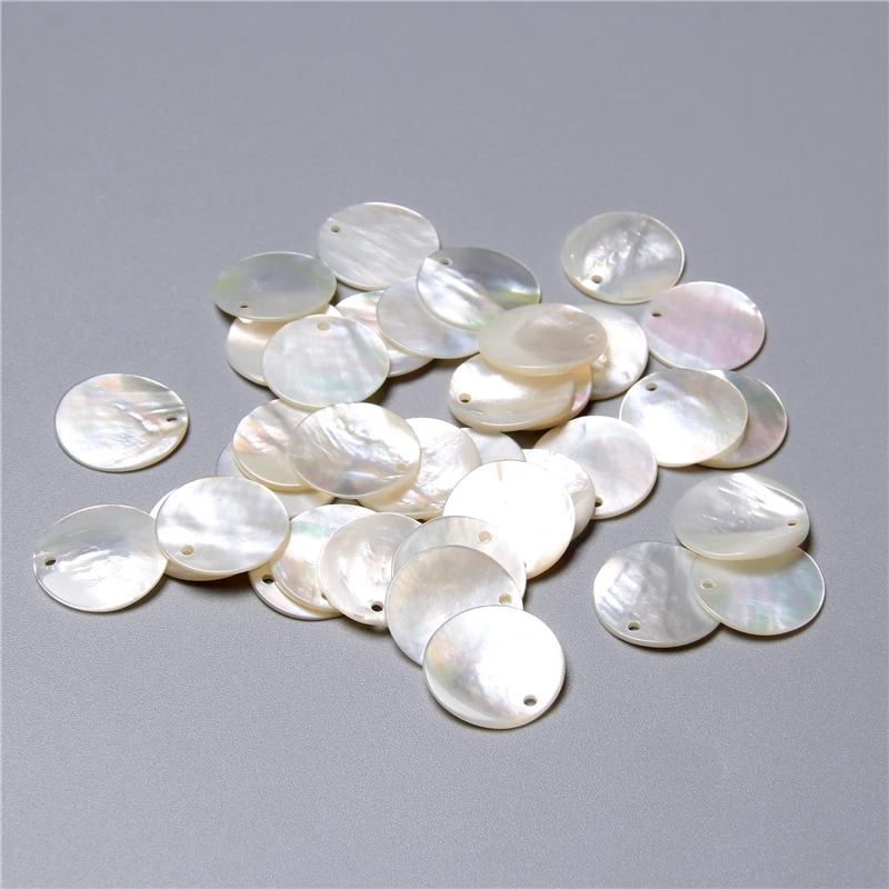 20mm Flat Round Natural Mother of Pearl Shell Bead Coin White Pearl Oyster Shell Charms for Jewelry Making Necklace Handmade DIY