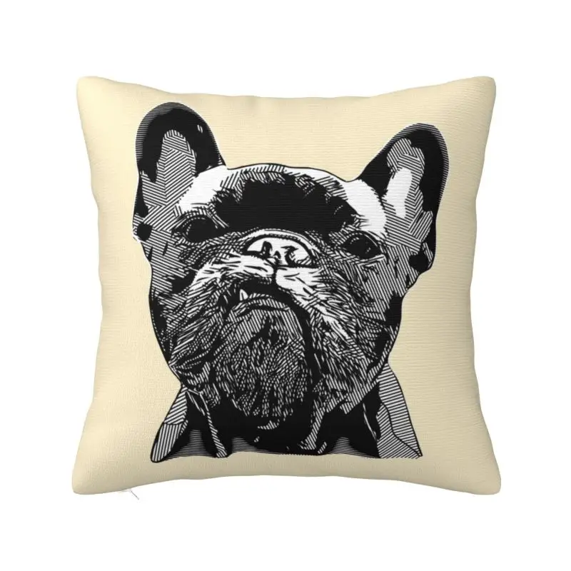 Cute French Bulldog Geometric Pillow Case 45x45cm for Sofa Pet Dog Modern Cushion Cover Soft Pillowcase