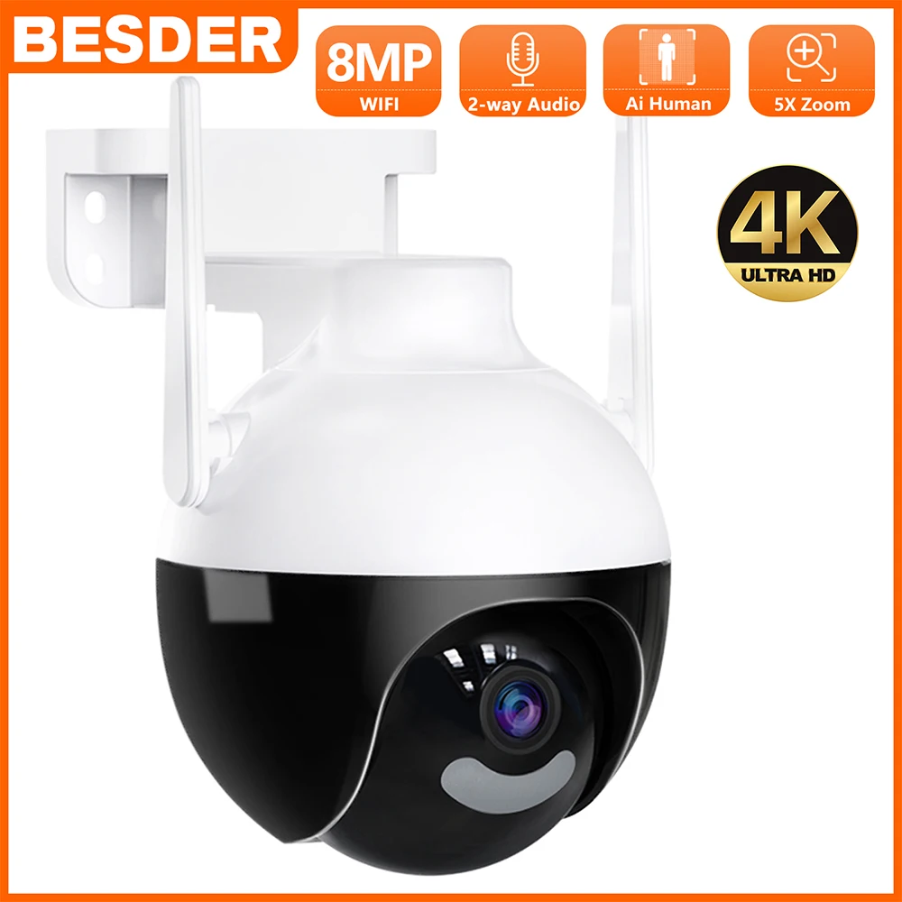 

BESDER 8MP 4K WiFi PTZ Camera Color Night Vision Cloud CCTV Home Security IP Camera P2P Two Way Audio Outdoor Video Surveillance