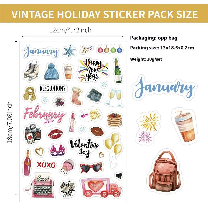 

210pcs Planning Stickers Cartoon Daily Notes With Festive Theme Creative Journaling Planning Stickers Paper Labels For Notebook