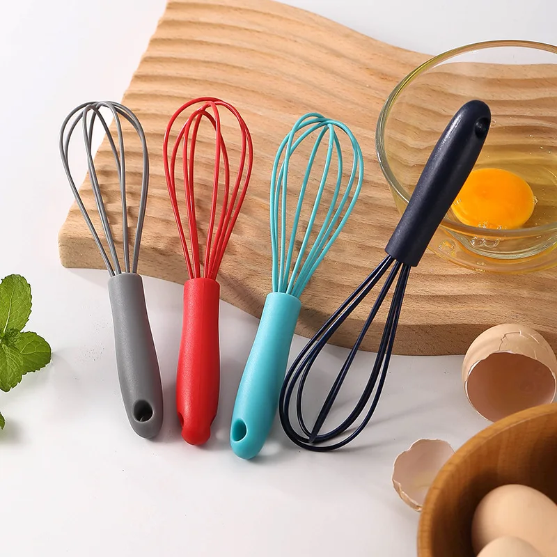 1pc 6-inch Handheld Mixer Mini Blender Silicone Stainless Steel Home Baking Tool for Whipping Cream Beating Eggs Mixing Flour