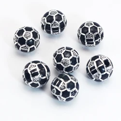100 Black Sparkling Football Soccer Pattern Acrylic Round Beads 10mm