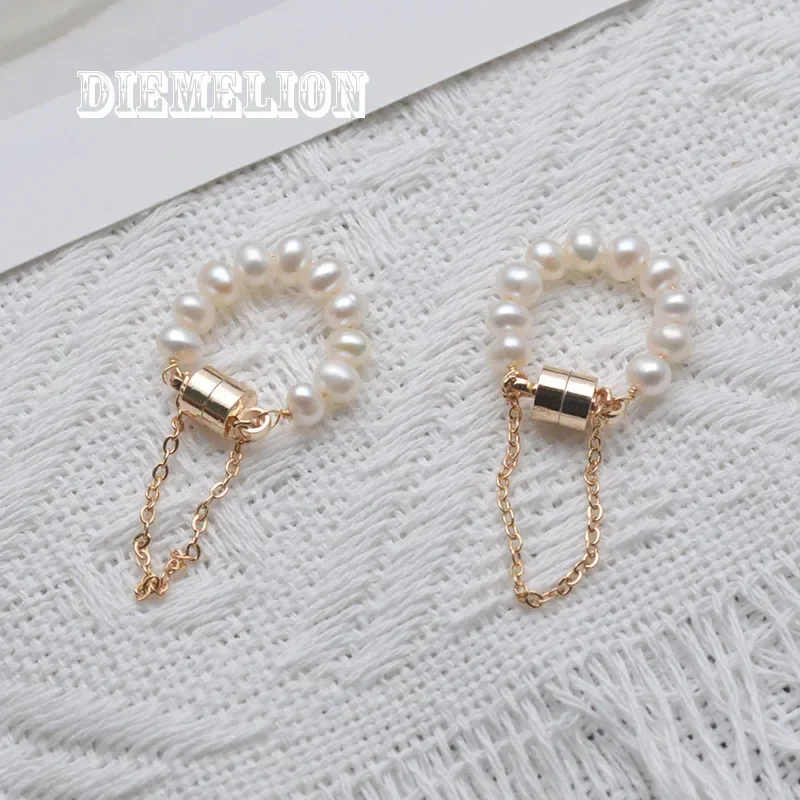 Korean Fashion Simple High Quality Natural Pearl Ear Clip No Ear Hole Female Magnet Tassle Earrings for Women Trendy Jewelry