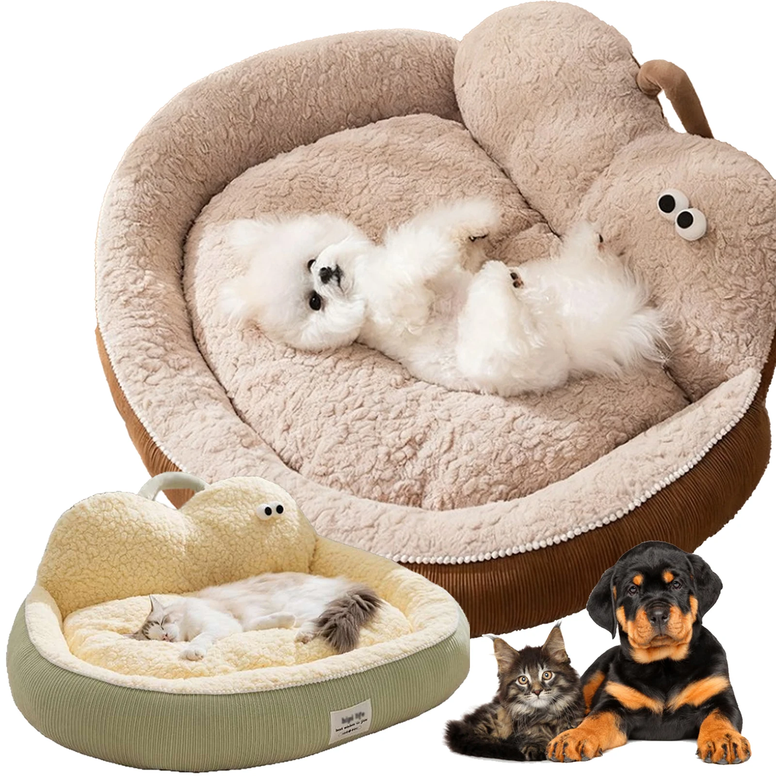 

1PC Circular Plush Dog Bed Cat Nest Kennel All Season Washable Dog Sofa Waterproof Mattress Cat Bed for Medium Dogs Accessories