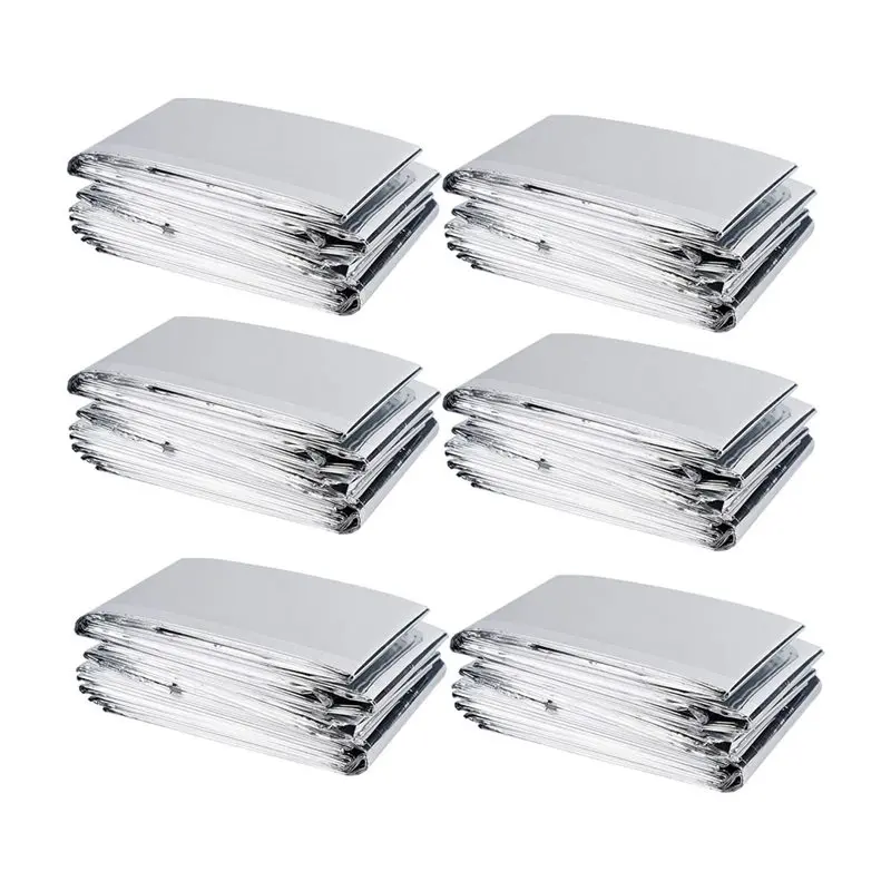 B08B-High Reflective Silver Mylar Film(6 Pack), Large Size, Keeps Warm, Ideal Perfect For Plant Growth& Marathon Applications