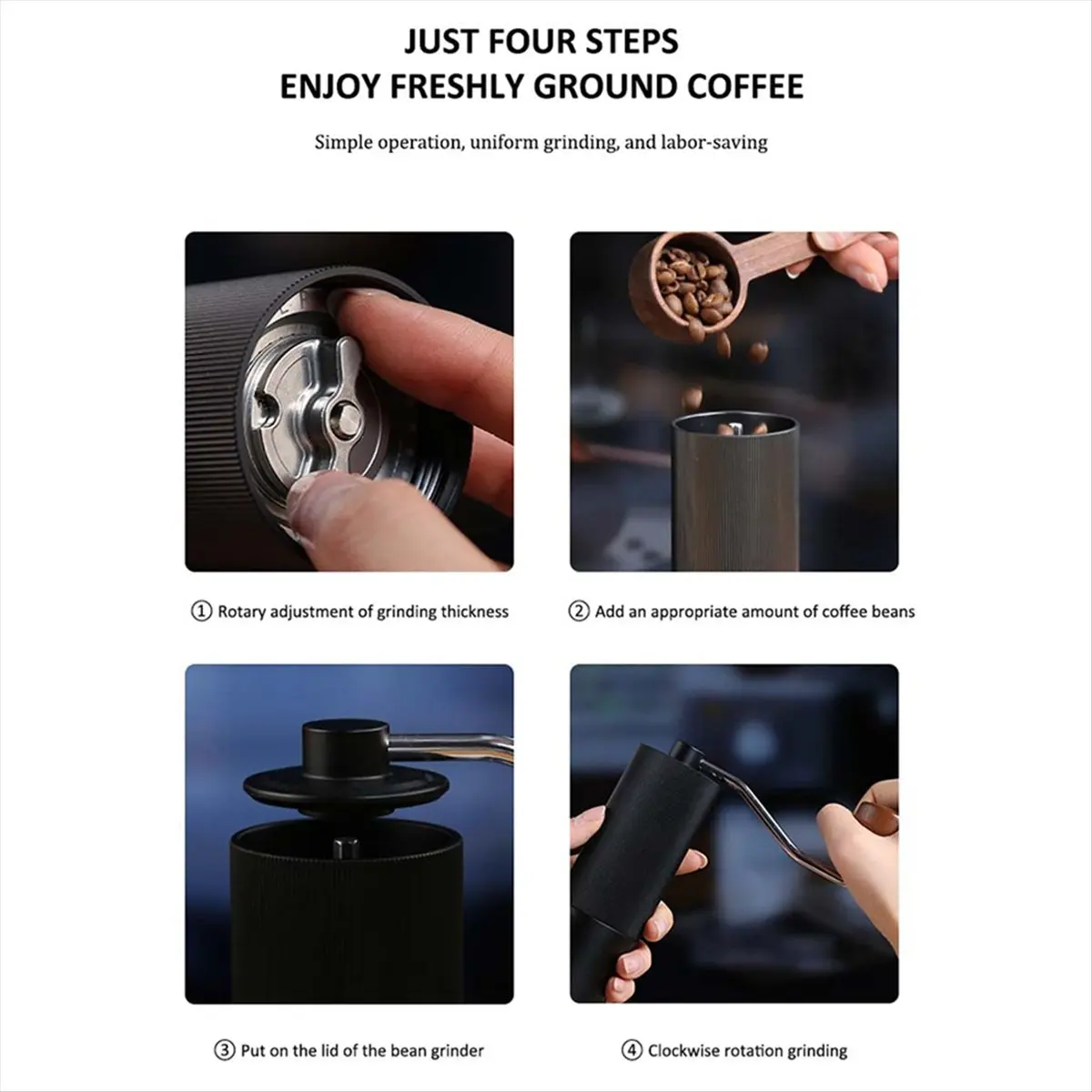 

(AIMA) Портативная ручная кофемолка для дома из стали и алюминиевого сплава