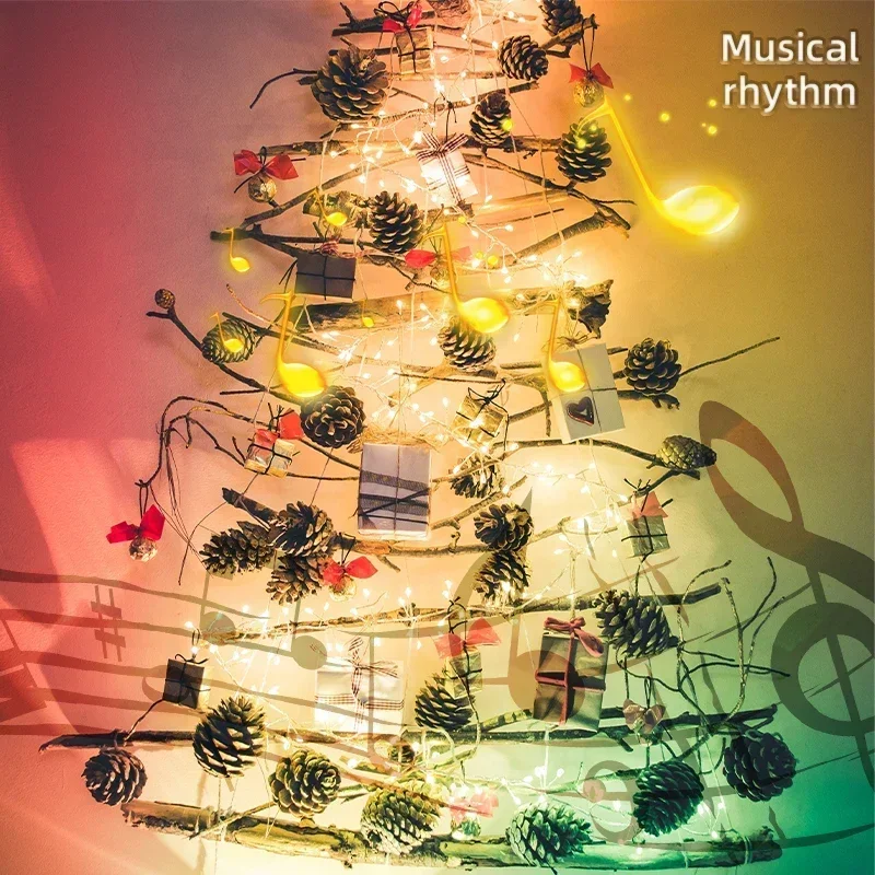 Imagem -03 - Christmas Tree String Lights Bluetooth Ws2812b Rgbic Fairy Led Light Festa Casamento Festão Decoração Guirlanda Exterior 40m